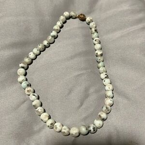 Beautiful necklace - stones are a minty green/grey w/ black flecks - unique!